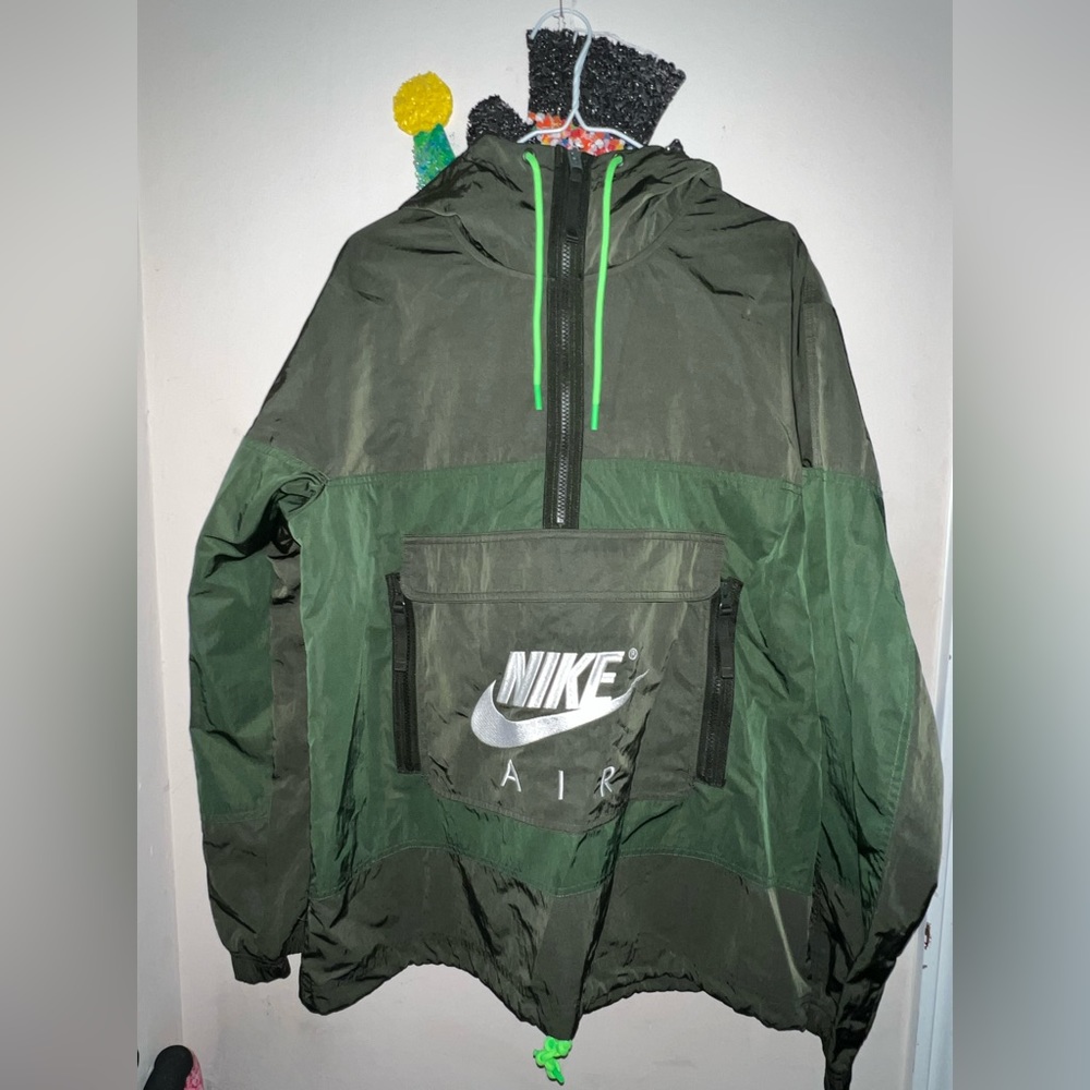 LIKE NEW Nike Men's Medium Green Air Unlined Anorak Windbreaker Jacket Hoodie